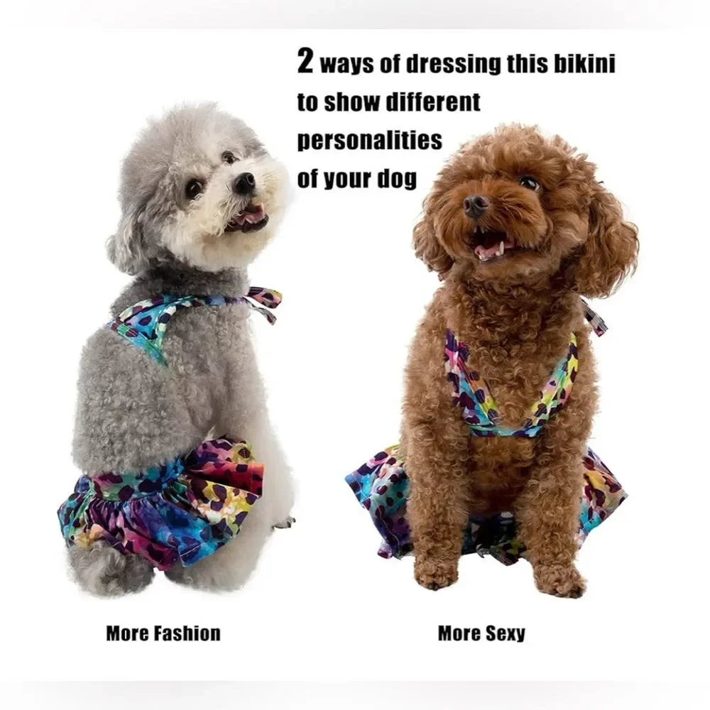 CuteBone Dog Bikini Dress, Stylish Swimsuit Costume For Small Dogs XS L NWT